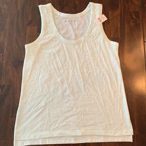 NWT LOFT white and green striped tank, XS, new with tags